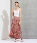 Floral print panelled & godet Maxi Skirt with Hi-low hem