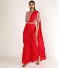 Red embroidered saree
