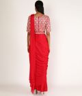 Red embroidered saree - Image 2