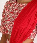 Red embroidered saree - Image 3