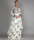 White Anarkali with Geometric Damask