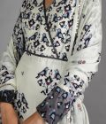 White Anarkali with Geometric Damask - Image 3