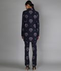Bird Print Dark Blue Denim Pant Suit. - Image 2