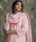 Light pink Gulkera embroidered kurta set - Image 3
