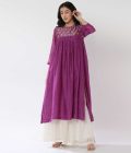 Purple crushed kurta set