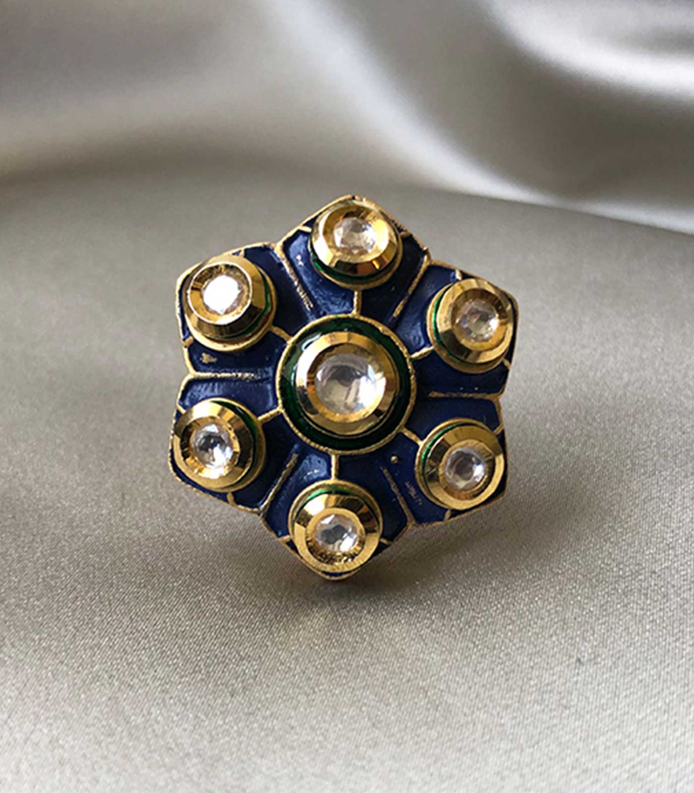 Buy Sukkhi Delightful Gold Plated Kundan Meenakari Ring for Women at Rs.663  online | Jewellery online