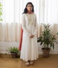 Cotton gather front open jacket