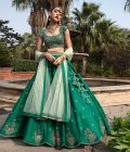 Forest Green Anemone Lehenga,