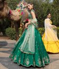 Forest Green Anemone Lehenga, - Image 2