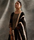 Black chevron organza chanderi kurta - Image 3