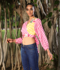 Yellow lehariya wrap around cotton top - Image 2