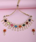 Multicolor Kundan necklace set - Image 2