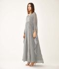 Blue, Grey And Orange Motif Kaftan