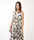 Cream And Black Floral Long Dress - Image 3