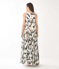 Cream And Black Floral Long Dress - Image 2