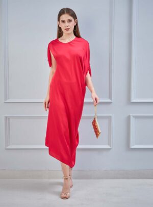 Chanderi Silk Dress With Overall Print - Rohit Bal