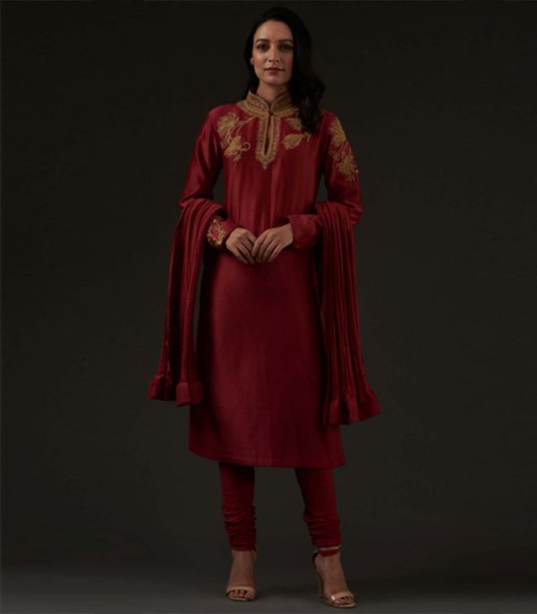 Embroidered straight kurta set