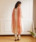 Chanderi Ivory A Line Kurta Set - Image 2