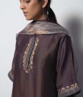 Embroidered Chanderi Kurta and Cotton Silk Pants set - Image 3