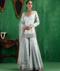 Ice blue sharara set