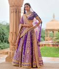 Purple banarsi bridal lehenga set