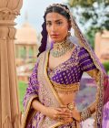 Purple banarsi bridal lehenga set - Image 3