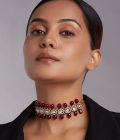 Beaded Choker With Red Onyx Tumbles