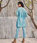 Blue chanderi kurta set - Image 2