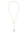 Gold Polish Lariat Necklace With Grey Pearl - Image 4