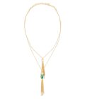Gold Polish Lariat Necklace With Green Onyxircon Embellishment - Image 4