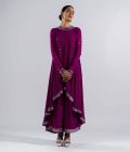 Pop wine asymetrical kurta set