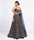 Navy blue fully embroidered corset lehnga set - Image 2