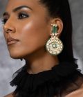 Green Jade Stone Studded Drop Earrings - Image 2