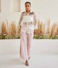 Organza Bandhani Applique Flared Sleeves Top