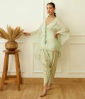 Mint Foil Dhoti Set