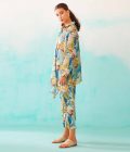 Brushstroke Print Low Back Shirt & Pant Co-Ord Set