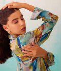Brushstroke Print Low Back Shirt & Pant Co-Ord Set - Image 3