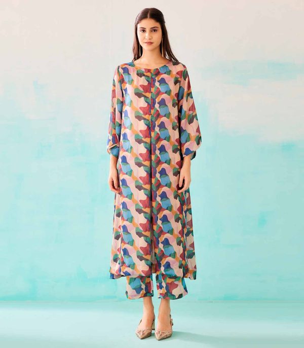 Abstract Print A-Line Tunic Dress & Pant Set