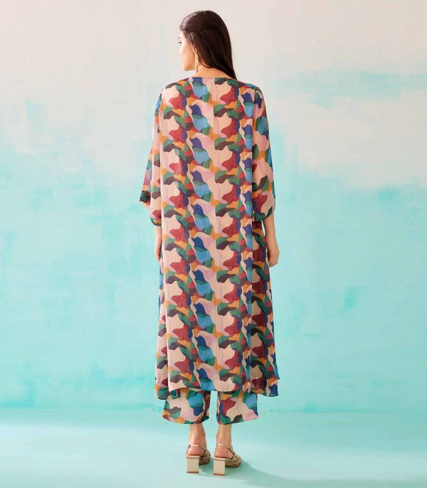 Abstract Print A-Line Tunic Dress & Pant Set - Image 3