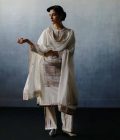 White panel kurta set