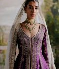Purple jacket with ivory lehenga - Image 3