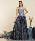 Blue textured bustier teamed with skirt