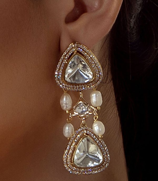 Polki & Pearl Drops Earring - Image 2