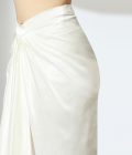 Black Embroidered Blazer with White Draped Skirt - Image 4