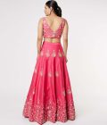 Hot pink embroidered lehenga with dupatta - Image 3