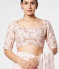 Blush pink embroidered saree - Image 3