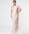 Blush pink embroidered saree