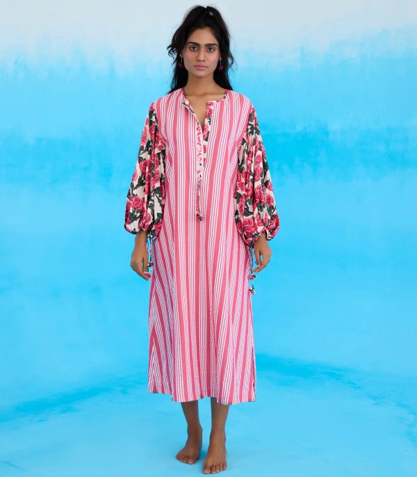 Pink A-line flower tassels dress