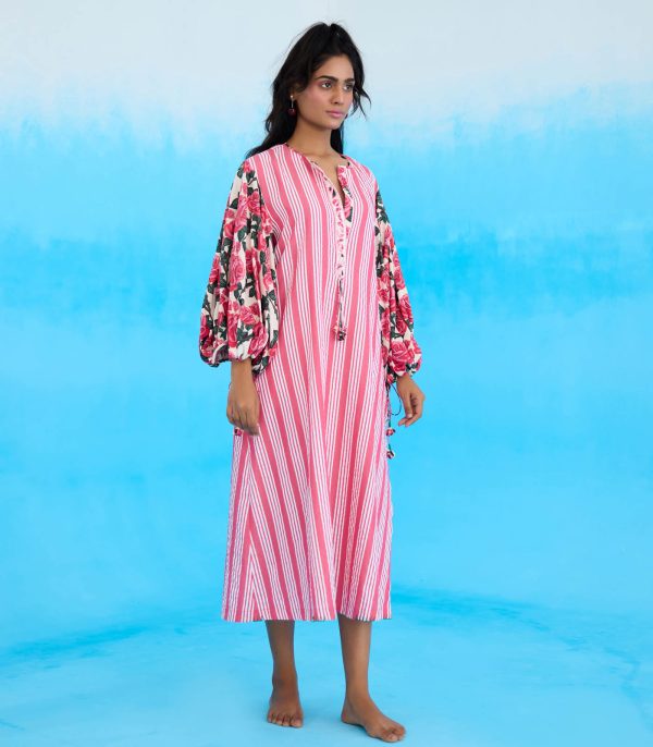Pink A-line flower tassels dress - Image 2