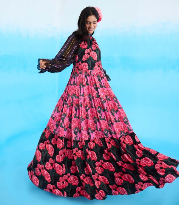 Pink rose tier maxi dress - Image 2